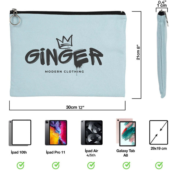 Personalized Light Blue Cotton Clutch Pouch – 12" × 8" (30 × 21 cm) – 10 oz Fabric - Pamusan.com