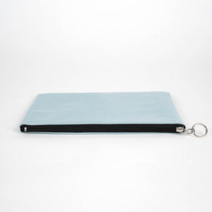 Personalized Light Blue Cotton Clutch Pouch – 12" × 8" (30 × 21 cm) – 10 oz Fabric - Pamusan.com