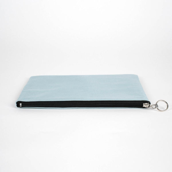 Personalized Light Blue Cotton Clutch Pouch – 12" × 8" (30 × 21 cm) – 10 oz Fabric - Pamusan.com
