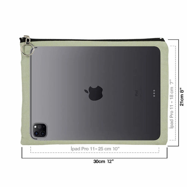 Personalized Mint Green Cotton Clutch Pouch – 12" × 8" (30 × 21 cm) – 10 oz Fabric - Pamusan.com