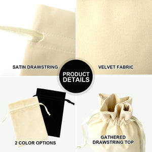 Personalized Natural Velvet Drawstring Pouch – 6" × 8" (15 × 20 cm) - Pamusan.com