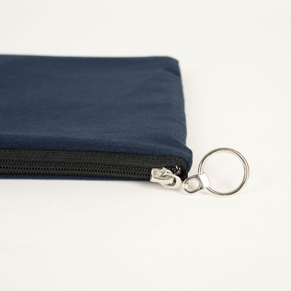 Personalized Navy Blue Cotton Clutch Pouch – 12" × 8" (30 × 21 cm) – 10 oz Fabric - Pamusan.com