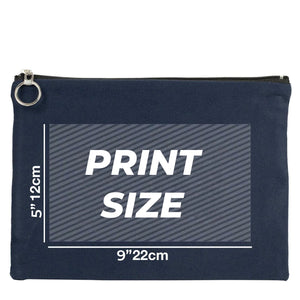 Personalized Navy Blue Cotton Clutch Pouch – 12" × 8" (30 × 21 cm) – 10 oz Fabric - Pamusan.com