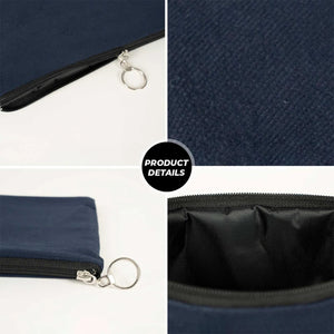 Personalized Navy Blue Cotton Clutch Pouch – 12" × 8" (30 × 21 cm) – 10 oz Fabric - Pamusan.com