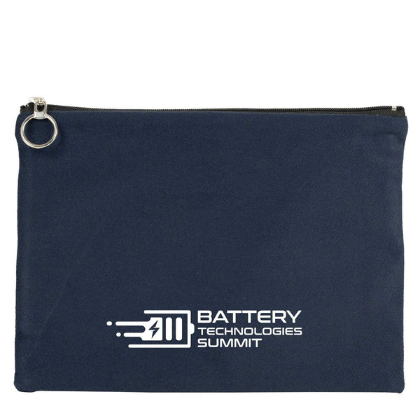 Personalized Navy Blue Cotton Clutch Pouch – 12" × 8" (30 × 21 cm) – 10 oz Fabric - Pamusan.com