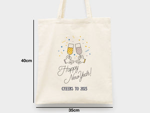 Personalized New Year Tote Bag - Custom Logo & Text, Ideal for NYE Celebrations - New Year Party Tote Bags - Customizable Holiday Tote Bag - Pamusan.com