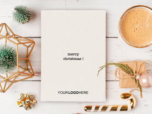 Personalized Notebook 5"W x 8"H (14 x 20 cm), A5 Canvas Cover, Your Logo or Text Here, Merry Christmas Designs, Happy New Year - Pamusan.com