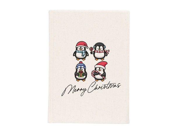 Personalized Notebook 5"W x 8"H (14 x 20 cm), A5 Canvas Cover, Your Logo or Text Here, Merry Christmas Designs, Happy New Year - Pamusan.com