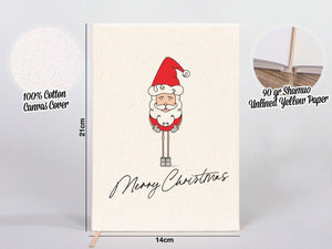Personalized Notebook 5"W x 8"H (14 x 20 cm), A5 Canvas Cover, Your Logo or Text Here, Merry Christmas Designs, Happy New Year - Pamusan.com