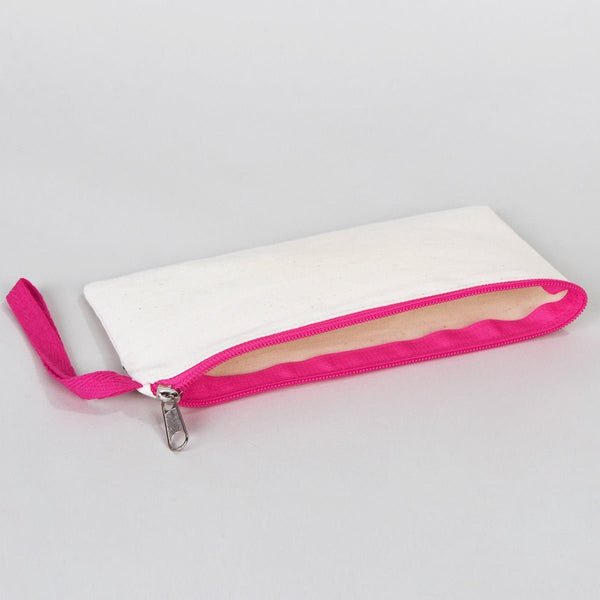 Personalized Pencil Case – 8"x4" Fuchsia Zippered Cotton Pouch - Pamusan.com