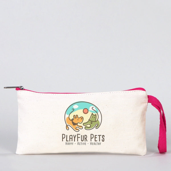 Personalized Pencil Case – 8"x4" Fuchsia Zippered Cotton Pouch - Pamusan.com