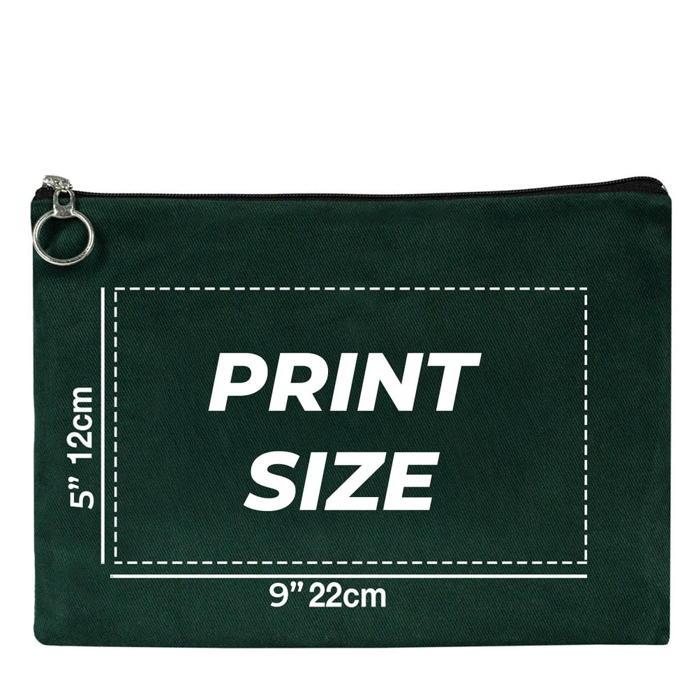 Personalized Pine Green Cotton Clutch Pouch – 12" × 8" (30 × 21 cm) – 10 oz Fabric - Pamusan.com