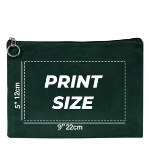 Personalized Pine Green Cotton Clutch Pouch – 12" × 8" (30 × 21 cm) – 10 oz Fabric - Pamusan.com