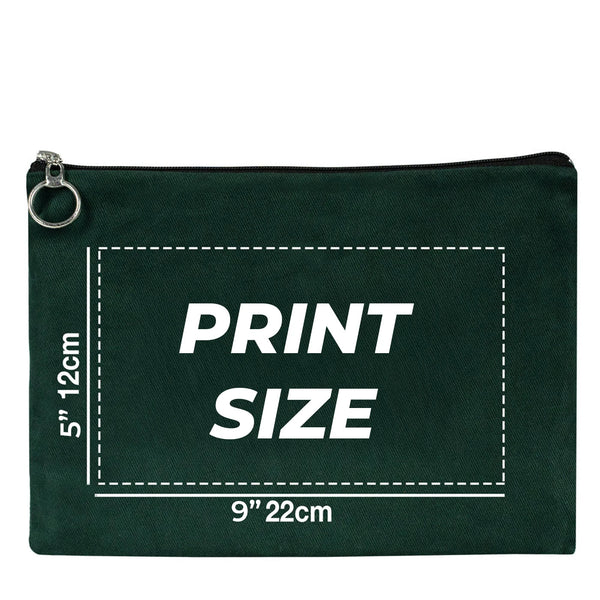 Personalized Pine Green Cotton Clutch Pouch – 12" × 8" (30 × 21 cm) – 10 oz Fabric - Pamusan.com
