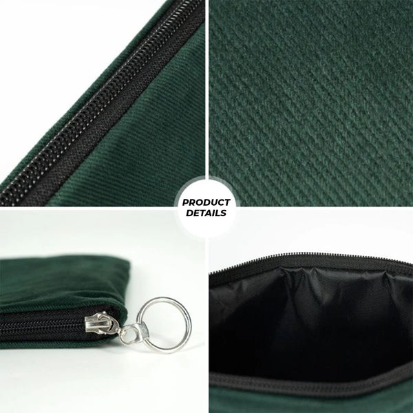 Personalized Pine Green Cotton Clutch Pouch – 12" × 8" (30 × 21 cm) – 10 oz Fabric - Pamusan.com