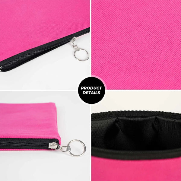 Personalized Pink Cotton Clutch Pouch – 12" × 8" (30 × 21 cm) – 10 oz Fabric - Pamusan.com