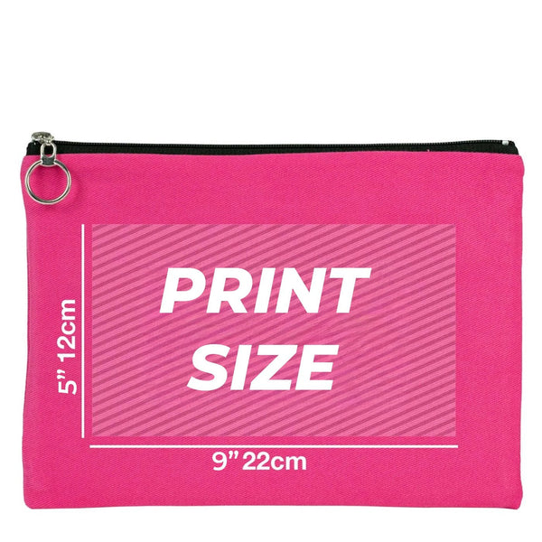 Personalized Pink Cotton Clutch Pouch – 12" × 8" (30 × 21 cm) – 10 oz Fabric - Pamusan.com