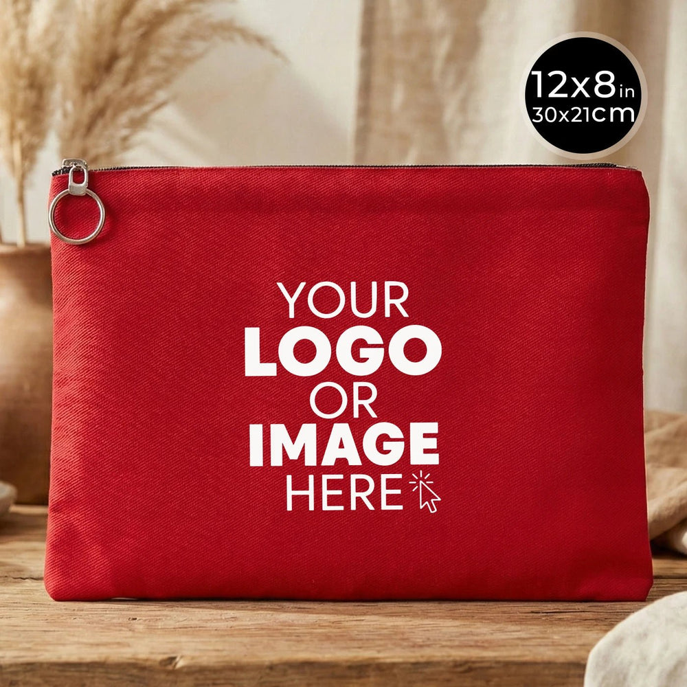 Personalized Red Cotton Clutch Pouch – 12" × 8" (30 × 21 cm) – 10 oz Fabric - Pamusan.com