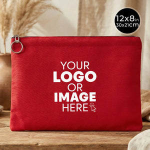 Personalized Red Cotton Clutch Pouch – 12" × 8" (30 × 21 cm) – 10 oz Fabric - Pamusan.com
