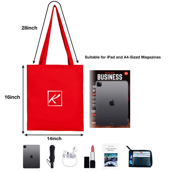 Personalized Red Tote Bag – 8 oz Cotton, Reusable - Pamusan.com