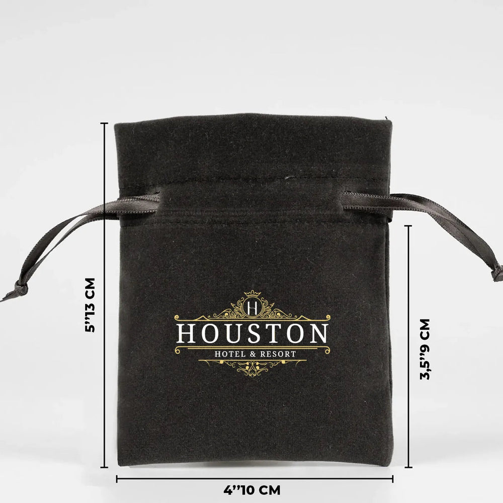 Personalized Velvet Rose Drawstring Pouch – Anthracite – 4" × 5" (10 × 13 cm) - Pamusan.com