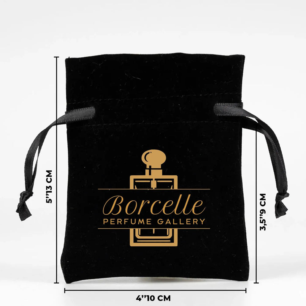 Personalized Velvet Rose Drawstring Pouch – Black – 4" × 5" (10 × 13 cm) - Pamusan.com
