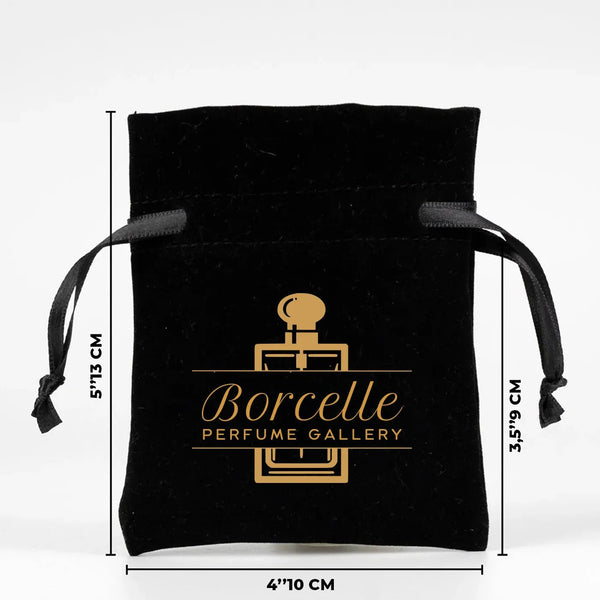 Personalized Velvet Rose Drawstring Pouch – Black – 4" × 5" (10 × 13 cm) - Pamusan.com