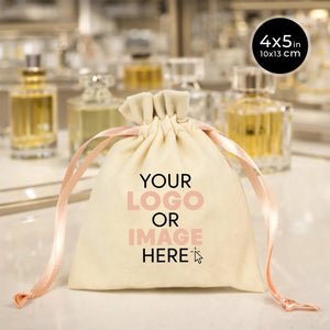 Personalized Velvet Rose Drawstring Pouch – Blush Pink Ribbon – 4" × 5" (10 × 13 cm) - Pamusan.com