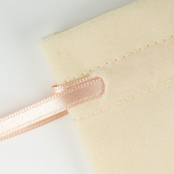 Personalized Velvet Rose Drawstring Pouch – Blush Pink Ribbon – 4" × 5" (10 × 13 cm) - Pamusan.com