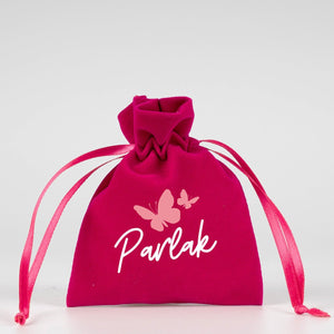Personalized Velvet Rose Drawstring Pouch – Fuschia – 4" × 5" (10 × 13 cm) - Pamusan.com
