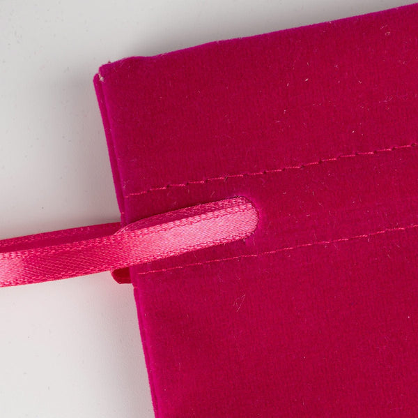Personalized Velvet Rose Drawstring Pouch – Fuschia – 4" × 5" (10 × 13 cm) - Pamusan.com