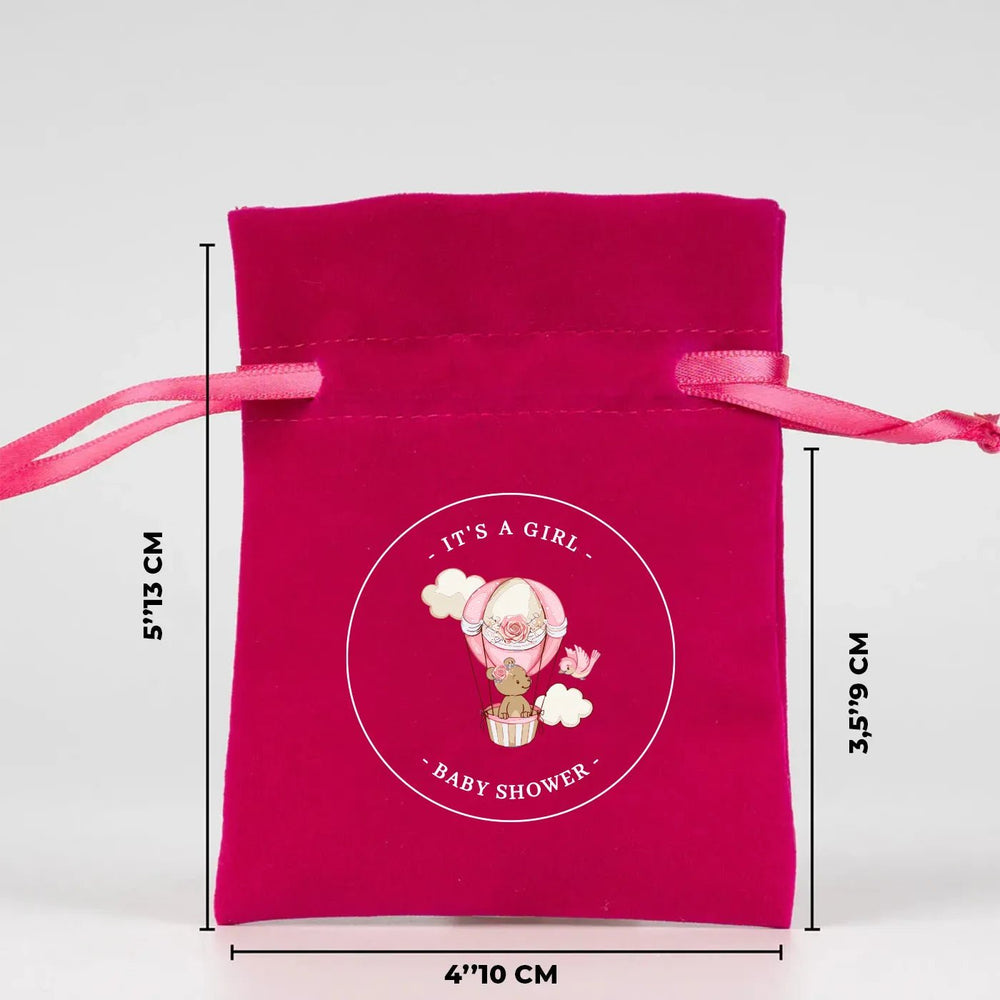Personalized Velvet Rose Drawstring Pouch – Fuschia – 4" × 5" (10 × 13 cm) - Pamusan.com