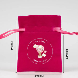 Personalized Velvet Rose Drawstring Pouch – Fuschia – 4" × 5" (10 × 13 cm) - Pamusan.com