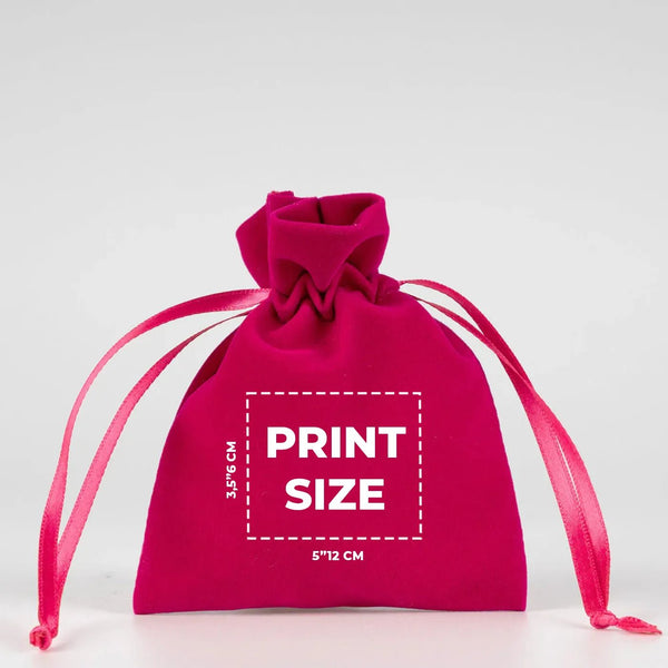 Personalized Velvet Rose Drawstring Pouch – Fuschia – 4" × 5" (10 × 13 cm) - Pamusan.com