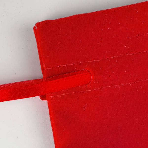 Personalized Velvet Rose Drawstring Pouch – Red – 4" × 5" (10 × 13 cm) - Pamusan.com