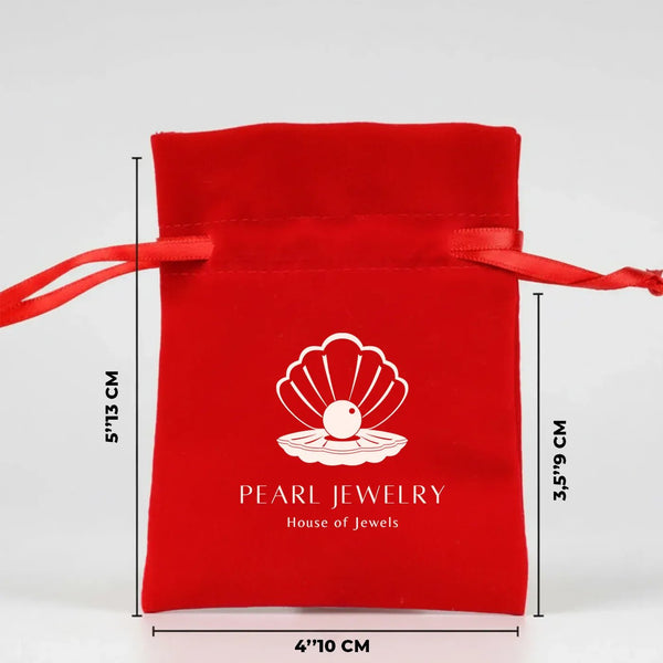 Personalized Velvet Rose Drawstring Pouch – Red – 4" × 5" (10 × 13 cm) - Pamusan.com