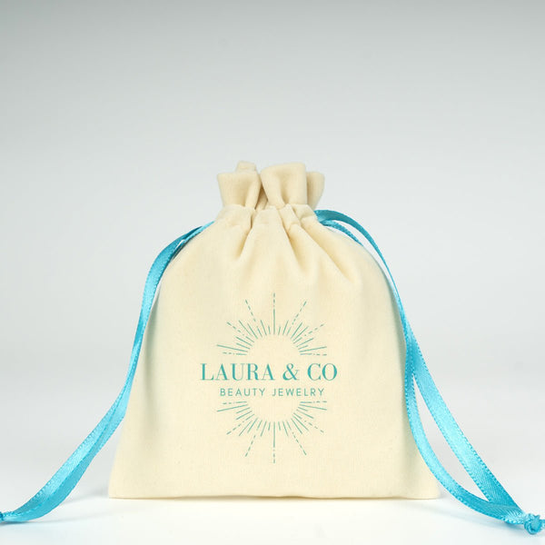 Personalized Velvet Rose Drawstring Pouch – Turquoise Ribbon – 4" × 5" (10 × 13 cm) - Pamusan.com