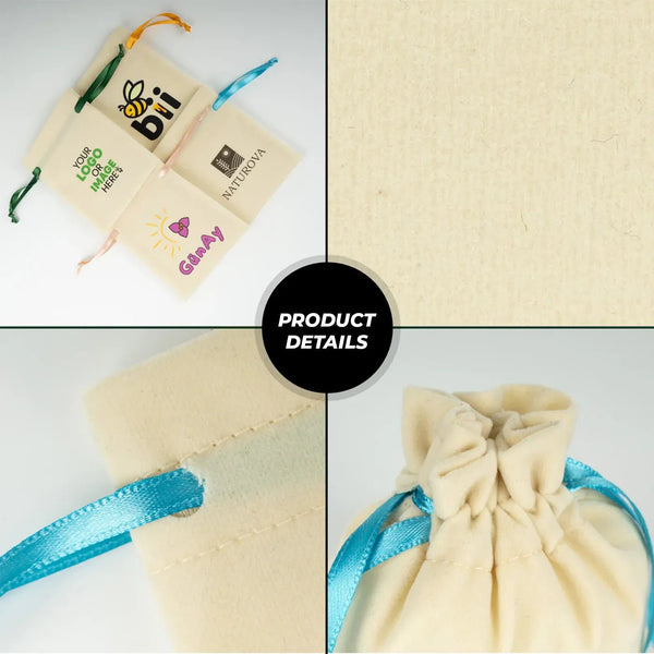 Personalized Velvet Rose Drawstring Pouch – Turquoise Ribbon – 4" × 5" (10 × 13 cm) - Pamusan.com