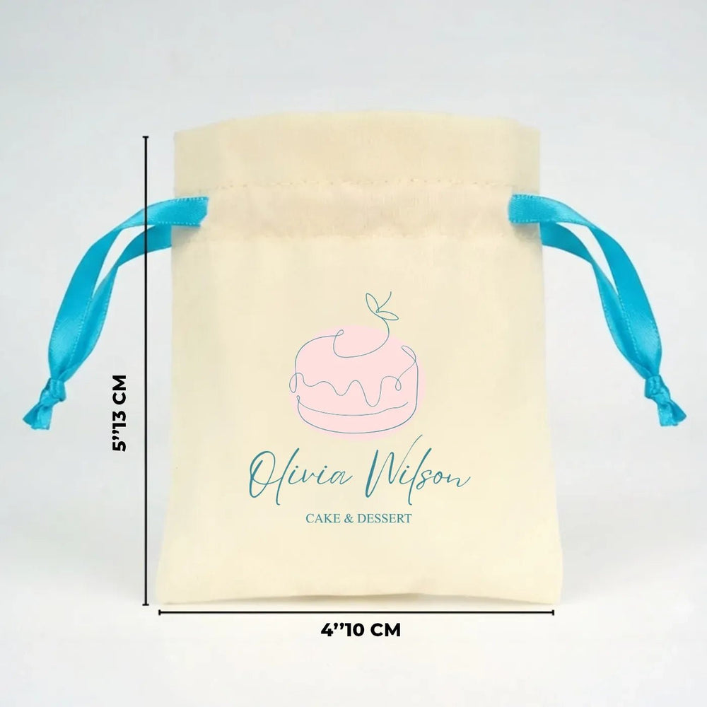 Personalized Velvet Rose Drawstring Pouch – Turquoise Ribbon – 4" × 5" (10 × 13 cm) - Pamusan.com