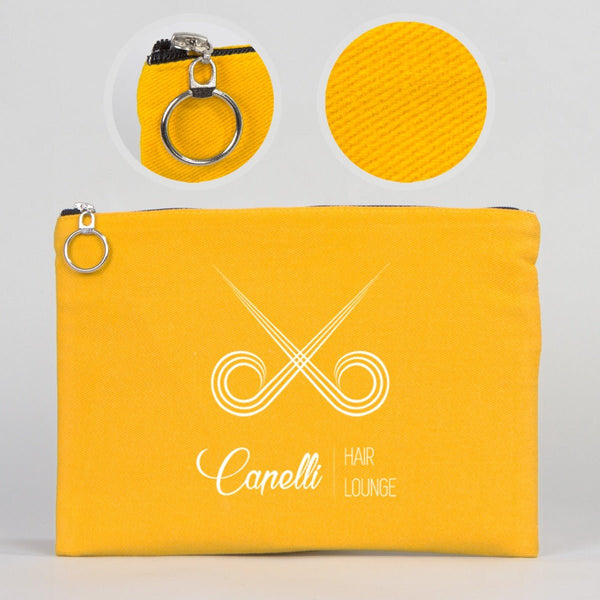 Personalized Yellow Cotton iPad Clutch Bag – Lined Gabardine with Zipper - Pamusan.com