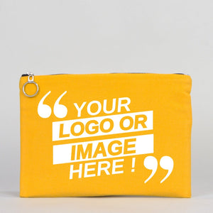 Personalized Yellow Cotton iPad Clutch Bag – Lined Gabardine with Zipper - Pamusan.com