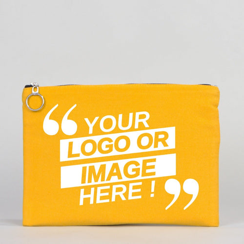 Personalized Yellow Cotton iPad Clutch Bag – Lined Gabardine with Zipper - Pamusan.com
