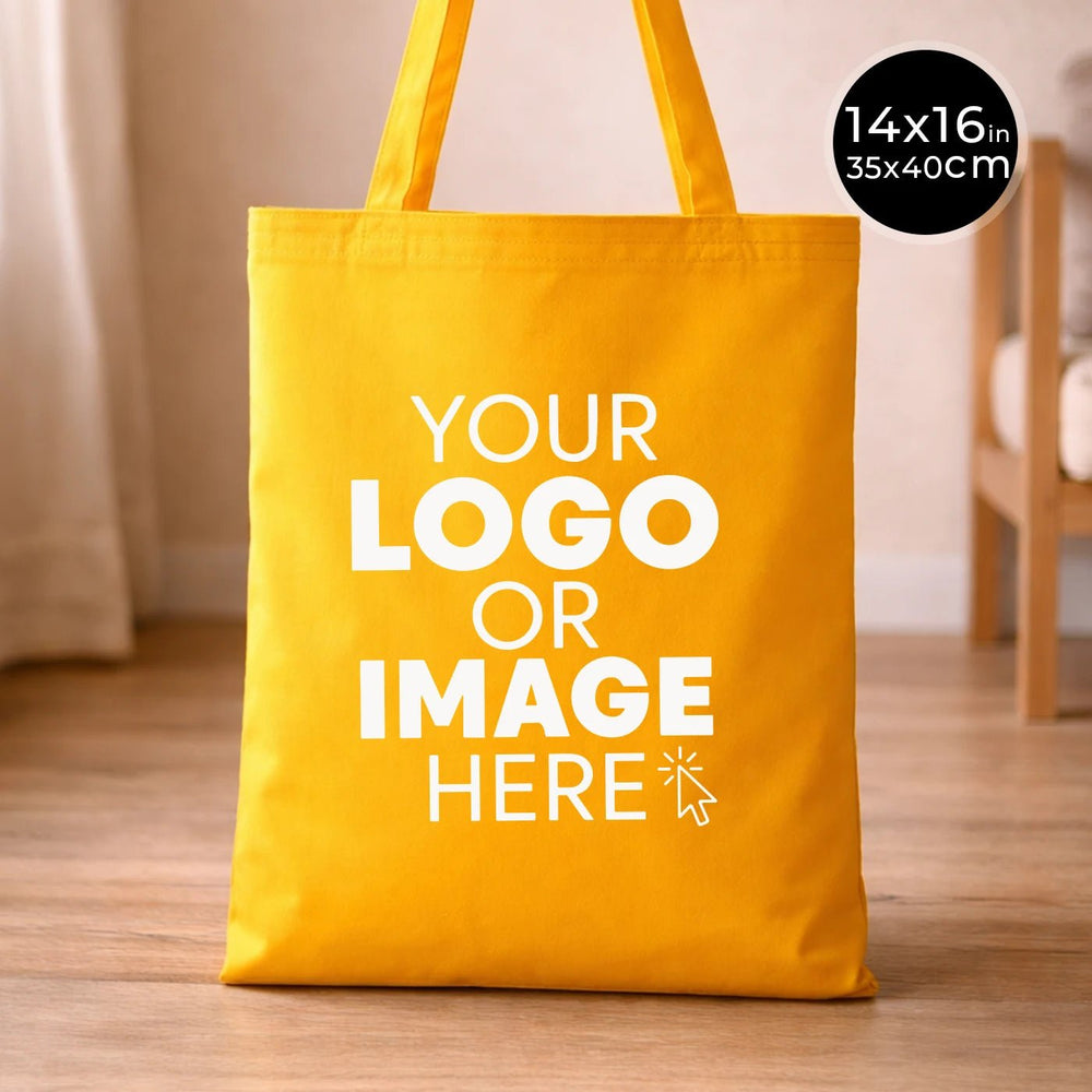Personalized Yellow Gabardine Tote Bag – 14"x16" Custom Logo Print - Pamusan.com