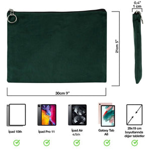 Pine Green Cotton Zippered Clutch Pouch – 12" × 8" (30 × 21 cm) – 10 oz Fabric - Pamusan.com