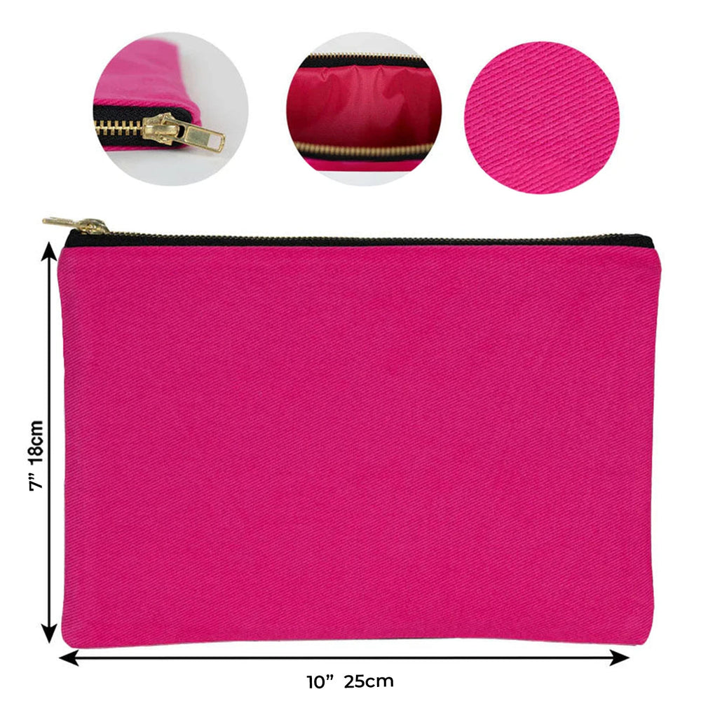 Pink Canvas Zippered Clutch Pouch – 10" × 7" (25 × 18 cm) – 10 oz - Pamusan.com