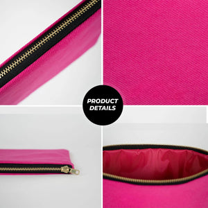 Pink Canvas Zippered Clutch Pouch – 10" × 7" (25 × 18 cm) – 10 oz - Pamusan.com