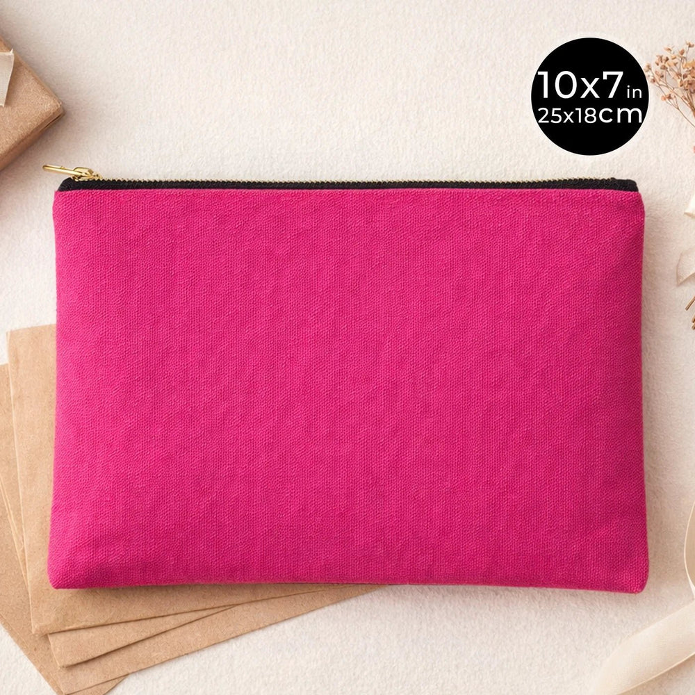 Pink Canvas Zippered Clutch Pouch – 10" × 7" (25 × 18 cm) – 10 oz - Pamusan.com