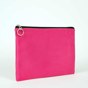 Pink Cotton Zippered Clutch Pouch – 12" × 8" (30 × 21 cm) – 10 oz Fabric - Pamusan.com