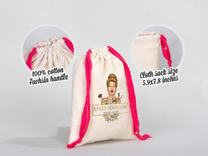 Pink Drawstring Cotton Bags 6"W x 8"H (15 cm x 20 cm), Great For Packing And Wrapping, Organic Cotton Pouch Bag, Bridal shower Bag, Custom Bag - Pamusan.com