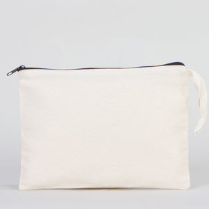 Plain Cotton Clutch Bag – 10"x7" Natural Zipper Pouch (Unprinted) - Pamusan.com
